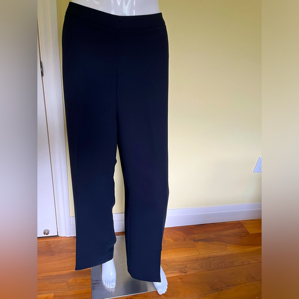 Very dark navy blue color light polyester pants loose wide leg high waist US 12